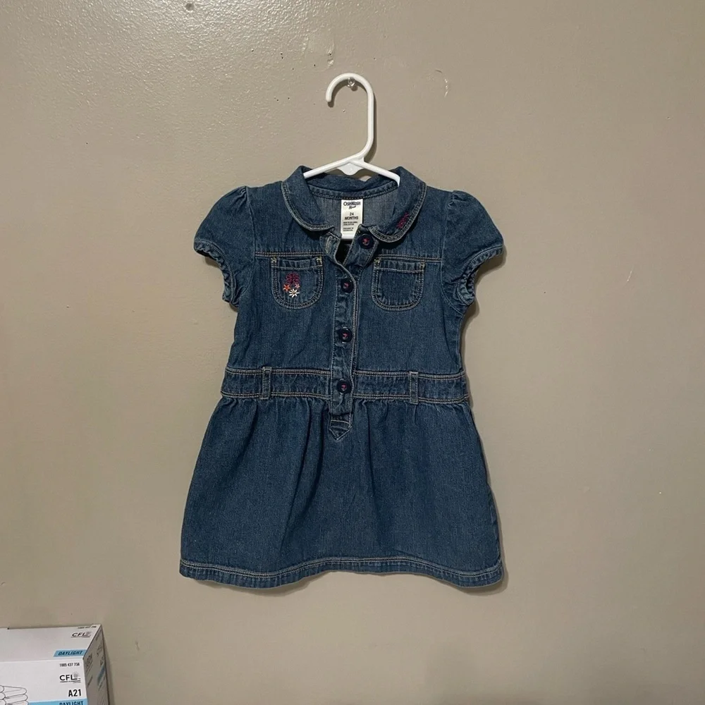 OshKosh B'gosh Denim Blue Dress with Embroidery